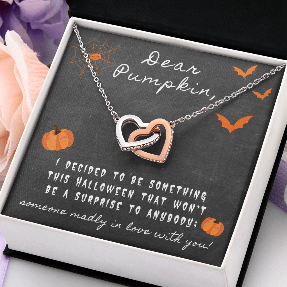 Dear Pumpkin Interlocking Heart Necklace Message Card