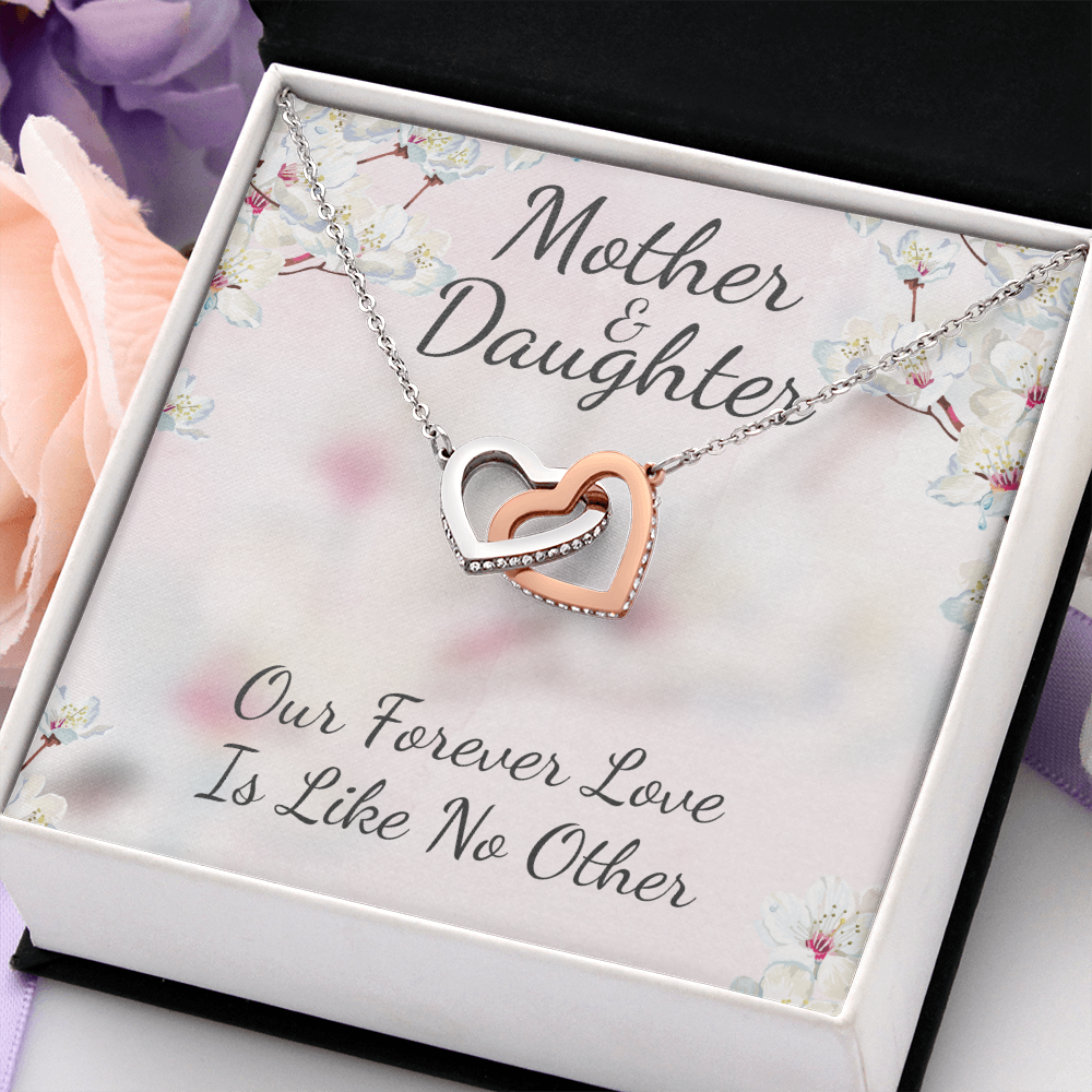 Mother & Daughter Interlocking Heart Necklace Message Card