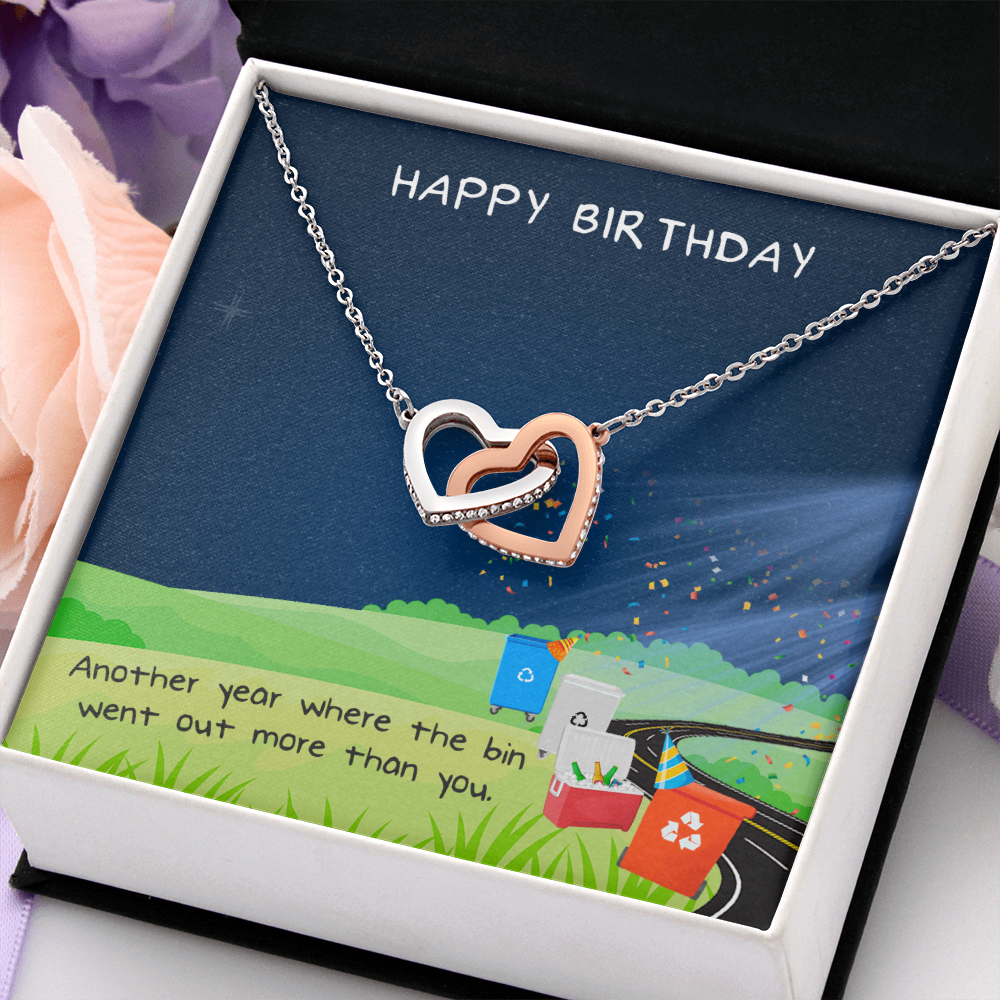 Happy Birthday Interlocking Heart Necklace Message Card
