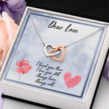 Dear Love Interlocking Heart Necklace Message Card