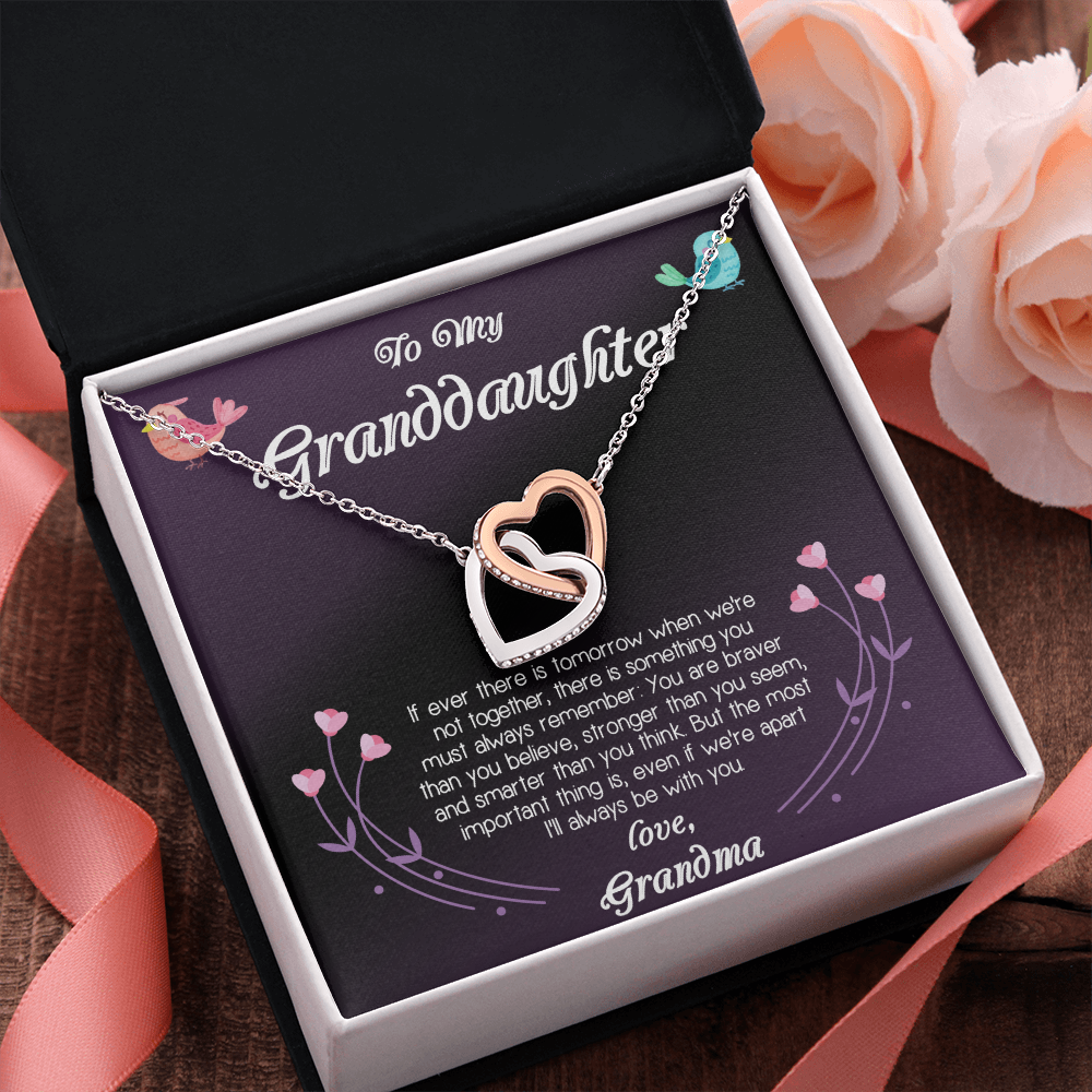 To My Granddaughter Interlocking Heart Necklace Message Card