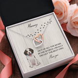 Dog Mommy Interlocking Heart Necklace Message Card