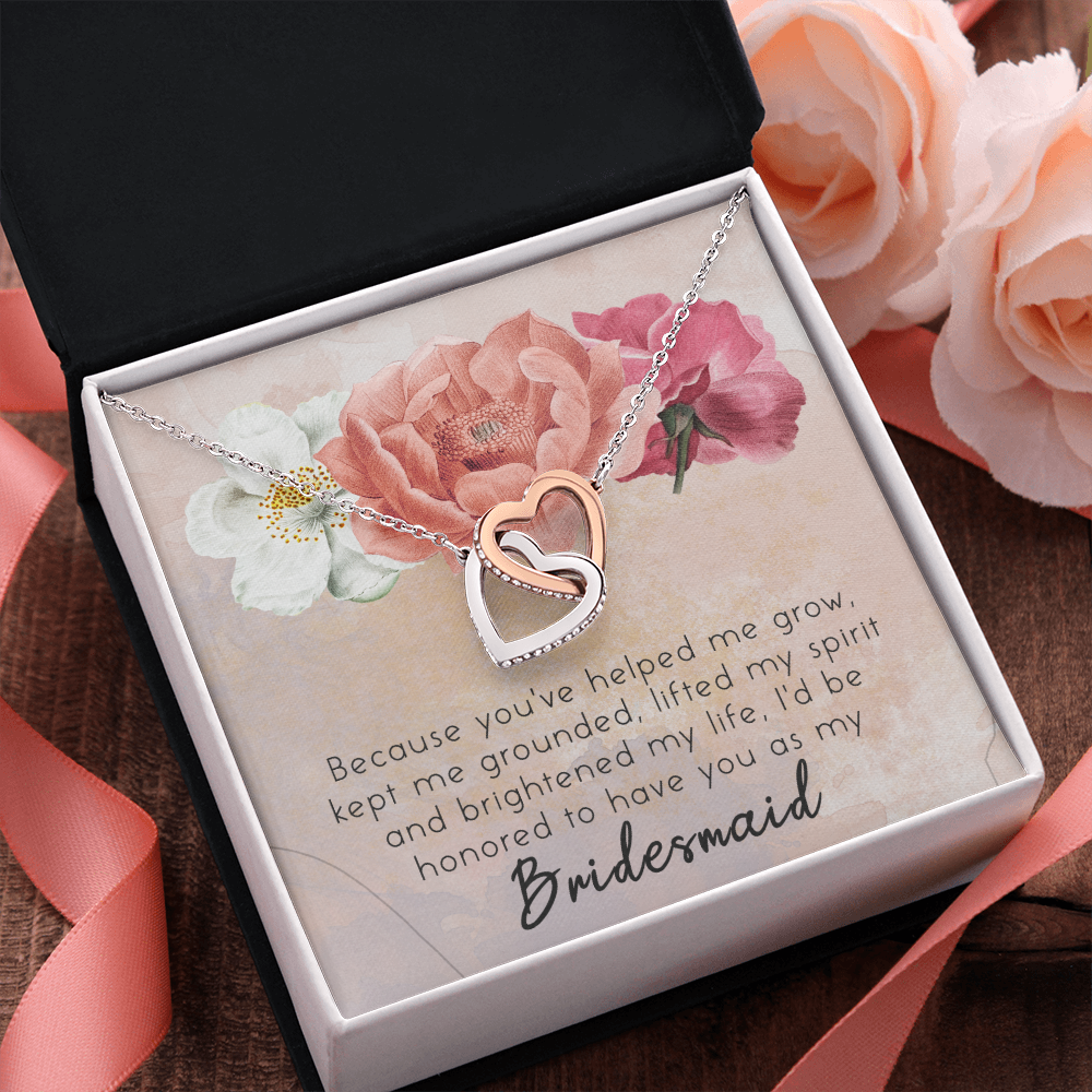 Bridesmaid Interlocking Heart Necklace Message Card