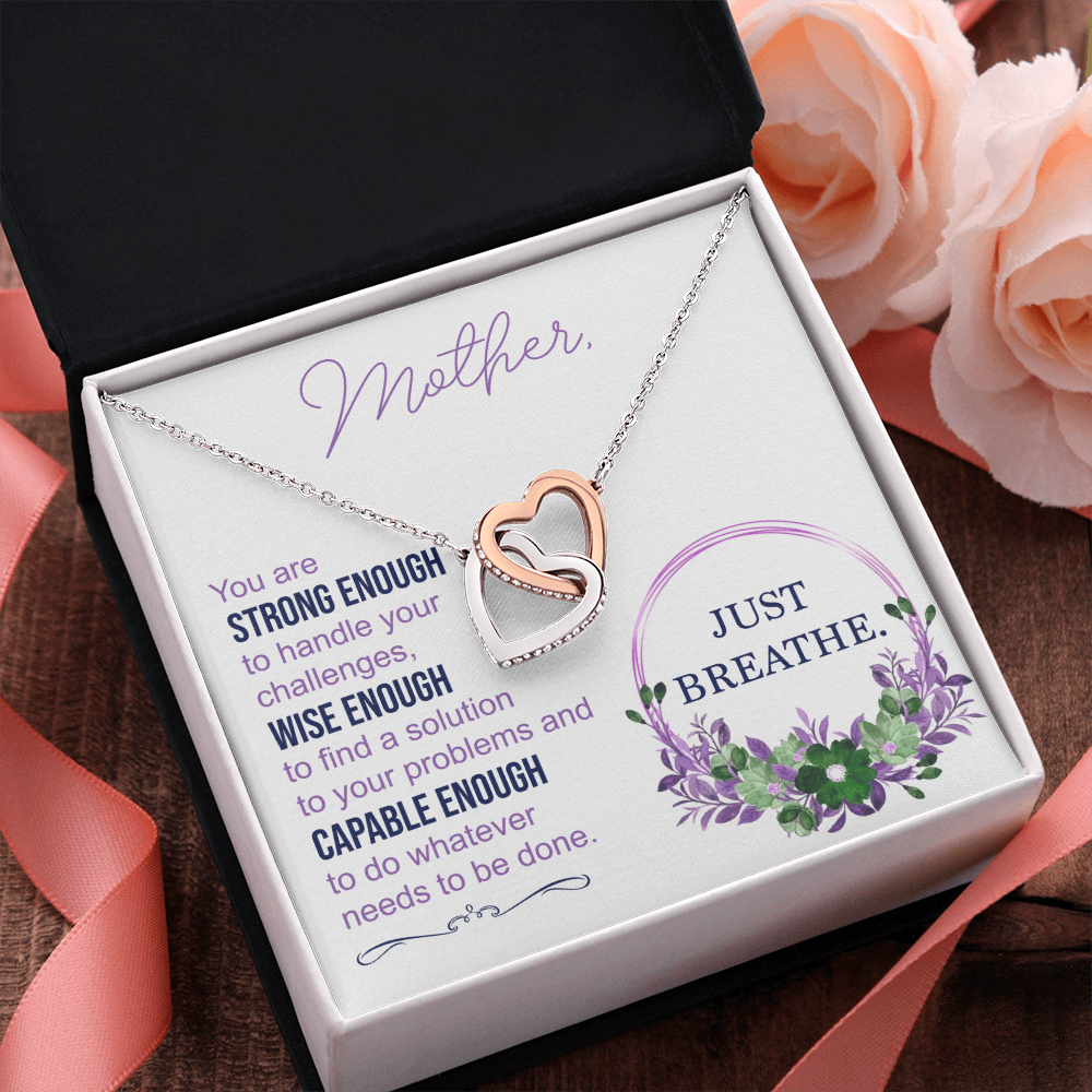 Awesome Mother Interlocking Heart Necklace Message Card