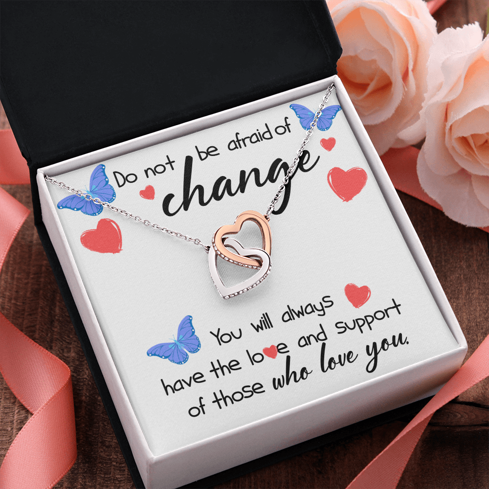 Loving You Interlocking Heart Necklace Message Card