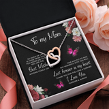 To My Mom Interlocking Heart Necklace Message Card