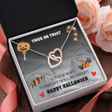 Trick Or Treat Interlocking Heart Necklace Message Card