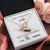 I Like It When You Smile Interlocking Heart Necklace Message Card