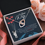 Dear Wife Interlocking Heart Necklace Message Card