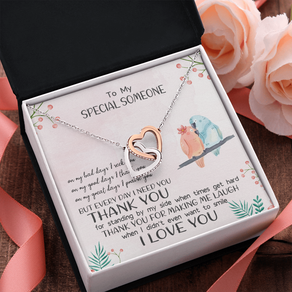 To My Special Someone Interlocking Heart Necklace Message Card