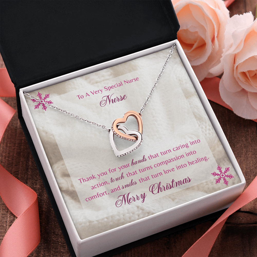 To A Very Special Nurse Interlocking Heart Necklace Message Card
