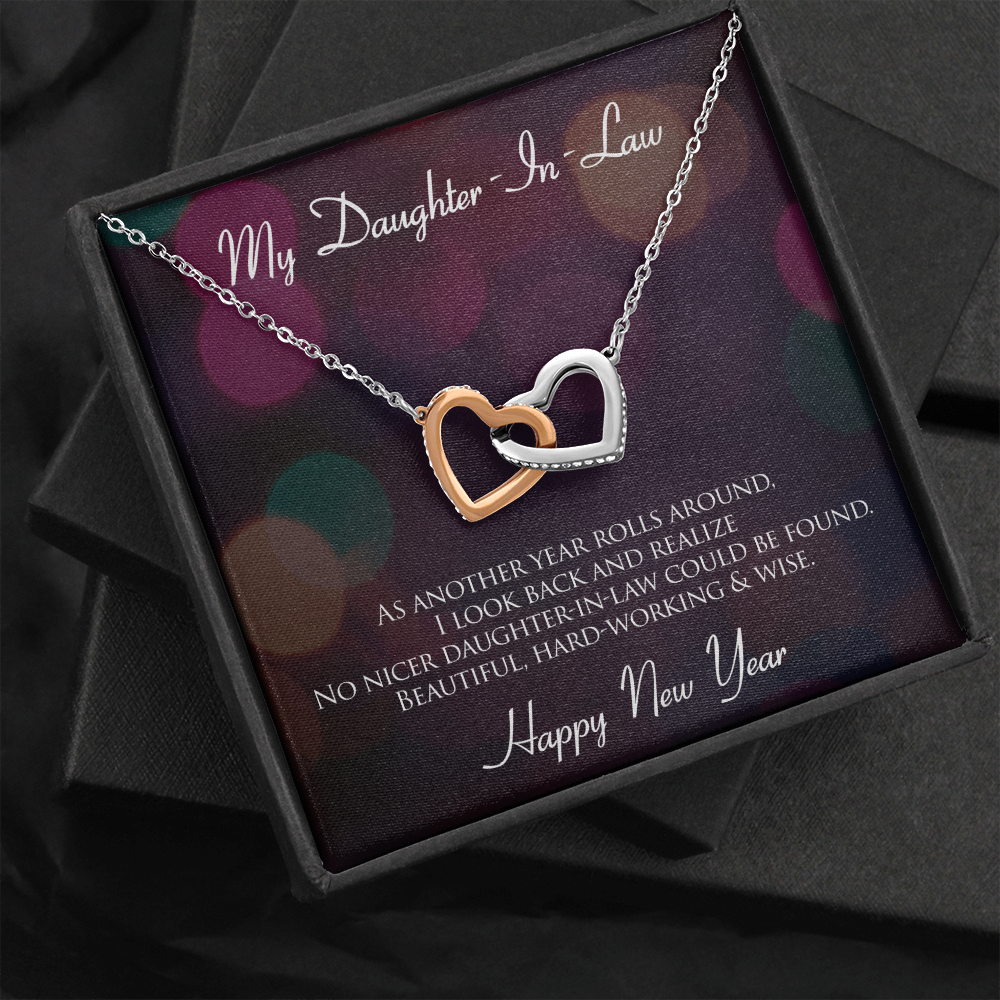 My Daughter-In-Law Interlocking Heart Necklace Message Card