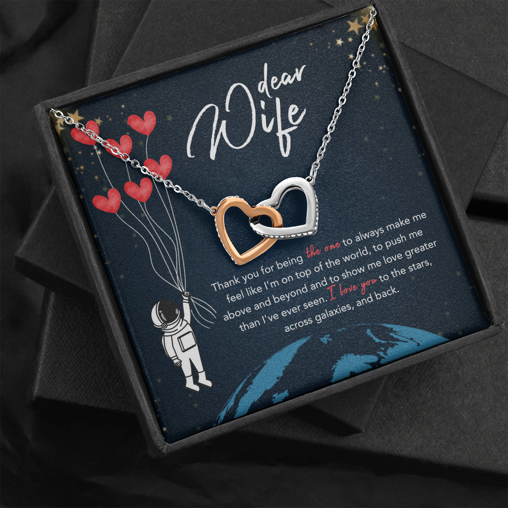Dear Wife Interlocking Heart Necklace Message Card
