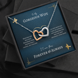 To My Gorgeous Wife Interlocking Heart Necklace Message Card