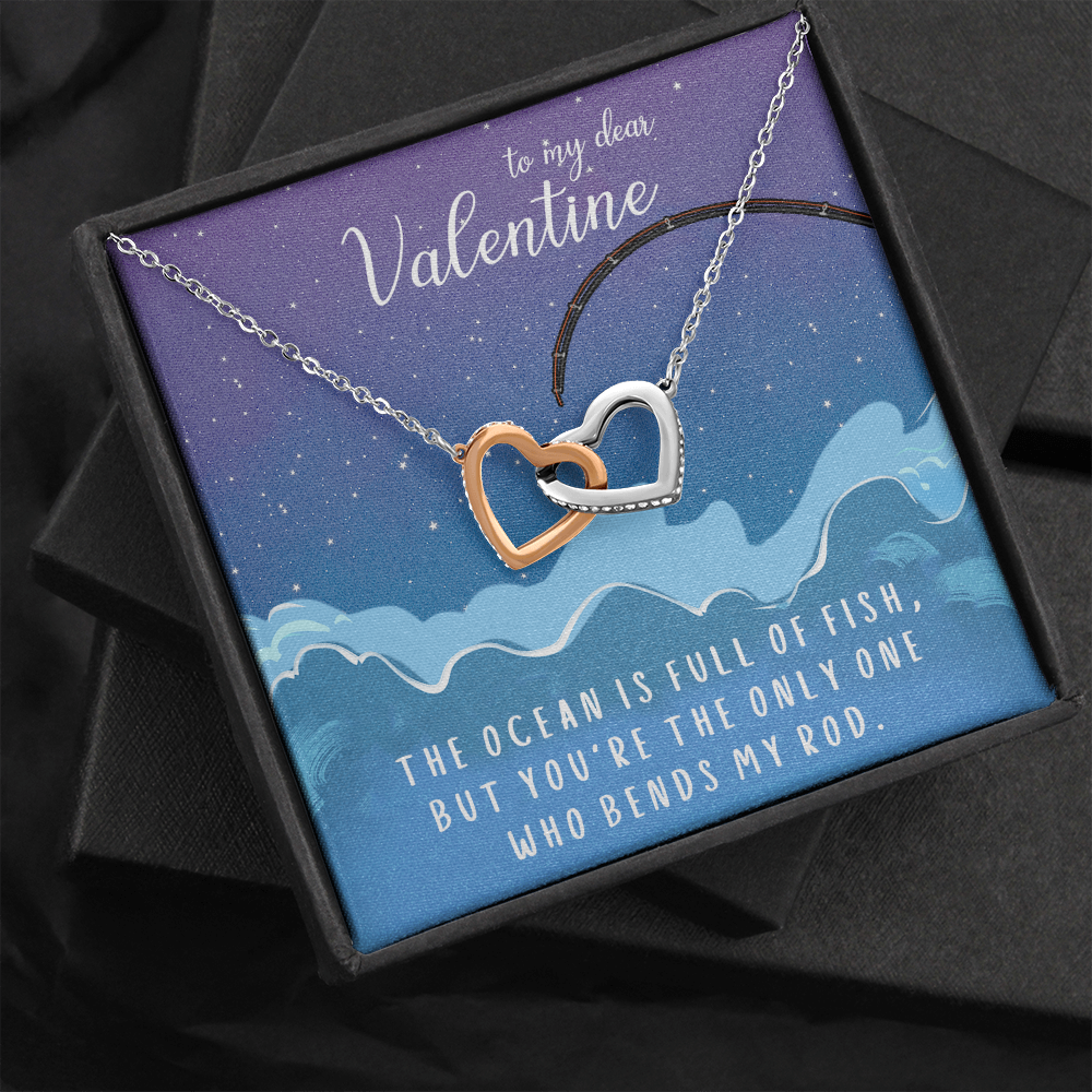 To My Dear Valentine Interlocking Heart Necklace Message Card