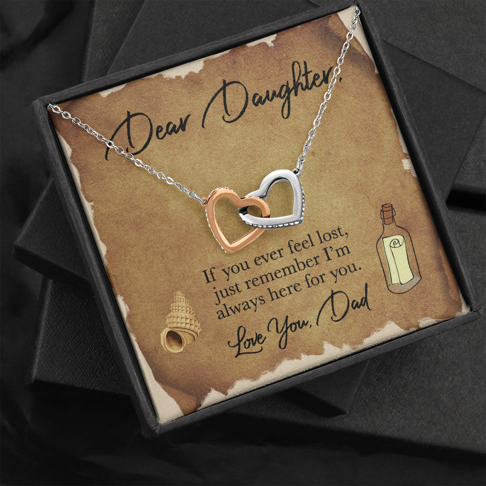 Dear Daughter Interlocking Heart Necklace Message Card