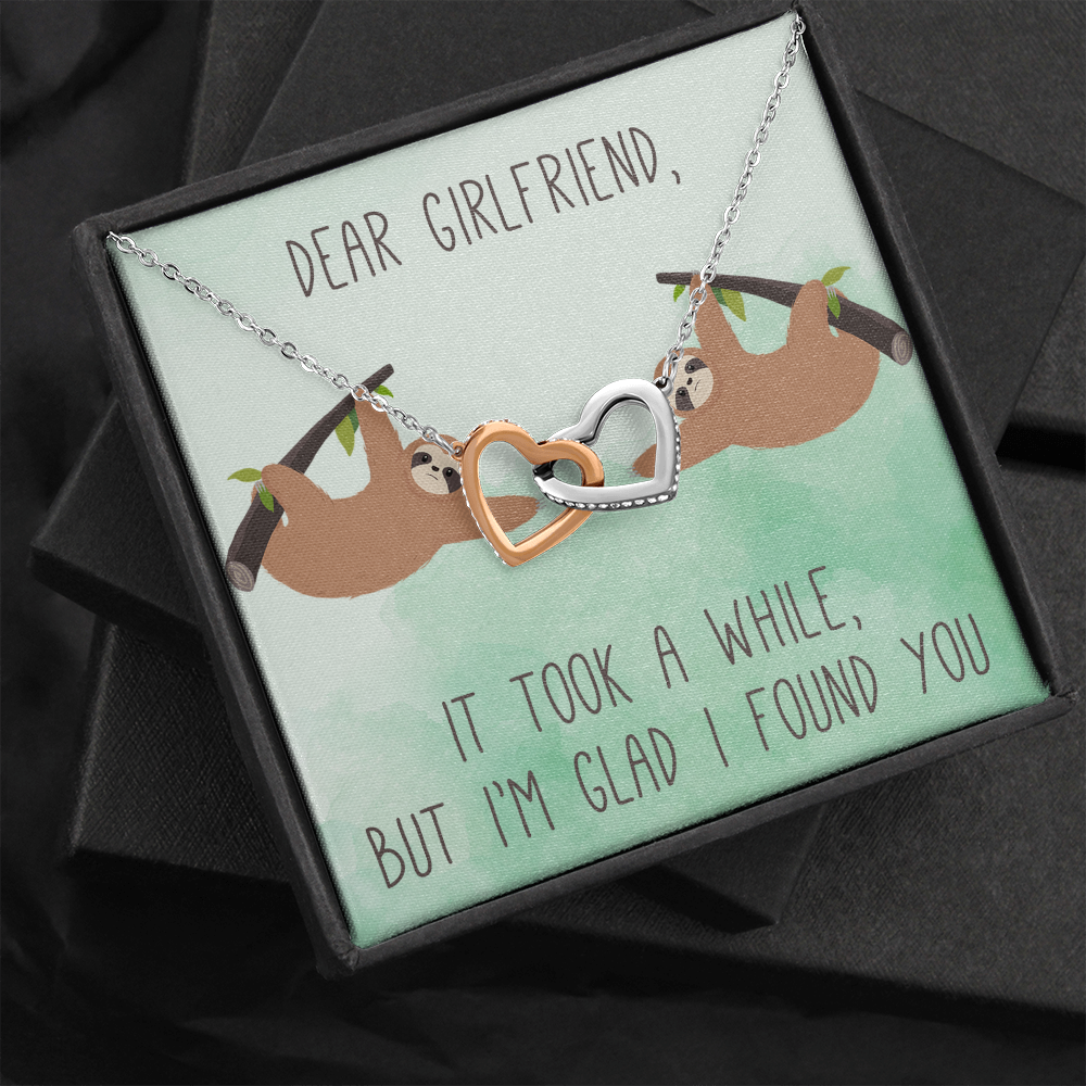 Dear Girlfriend Interlocking Heart Necklace Message Card