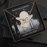 Happy Halloween Interlocking Heart Necklace Message Card