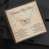 Happy New Year Interlocking Heart Necklace Message Card