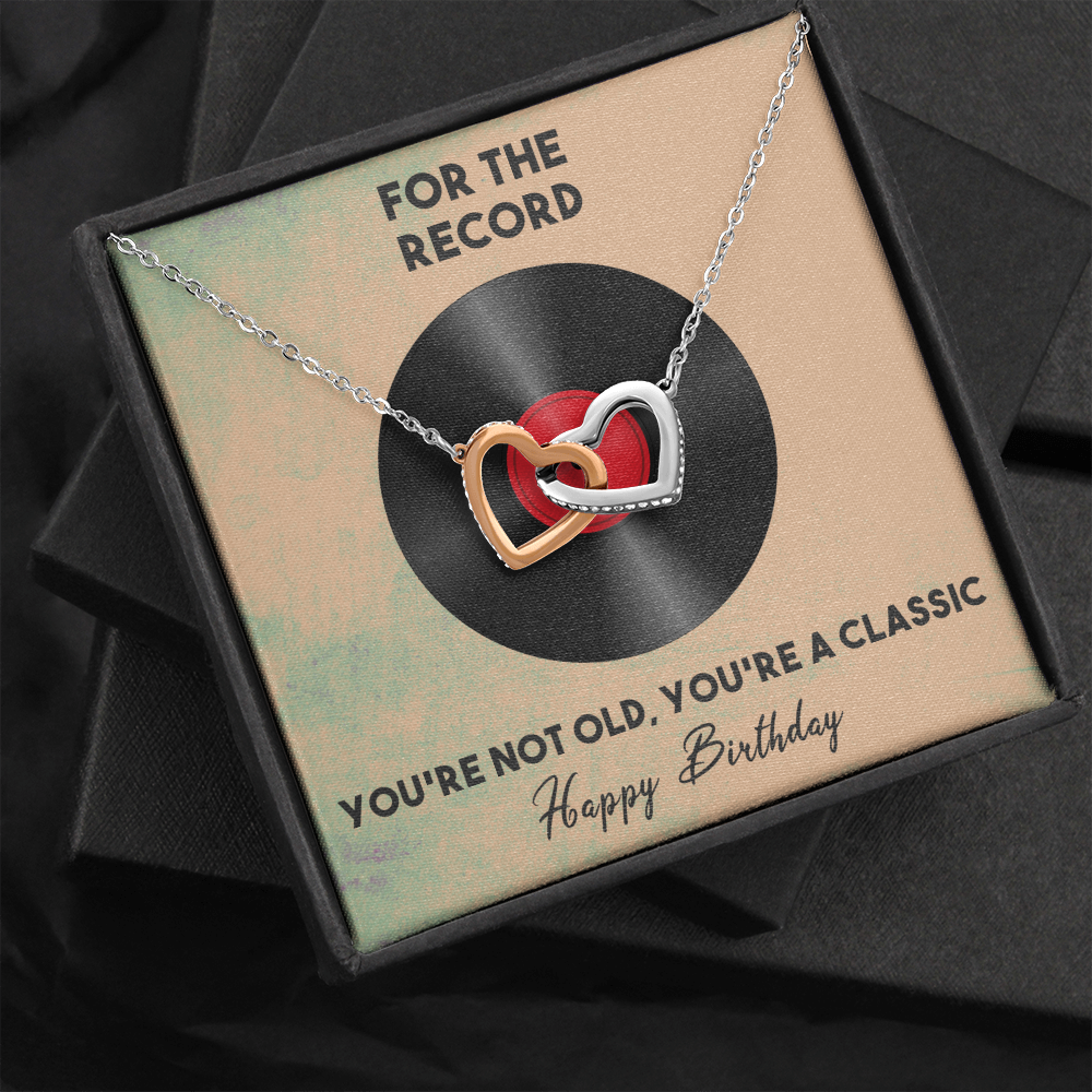 For The Record Interlocking Heart Necklace Message Card