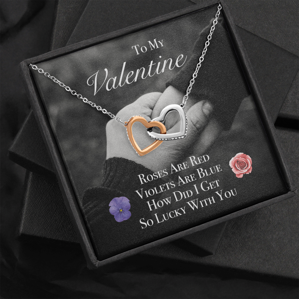 To My Valentine Interlocking Heart Necklace Message Card