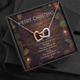 May The Spirit Of Christmas Interlocking Heart Necklace Message Card