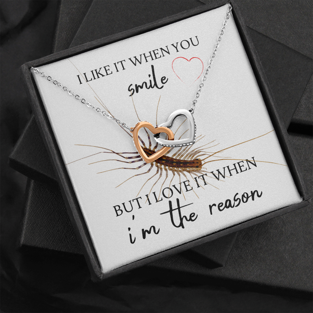 I Like It When You Smile Interlocking Heart Necklace Message Card