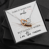 I Like It When You Smile Interlocking Heart Necklace Message Card