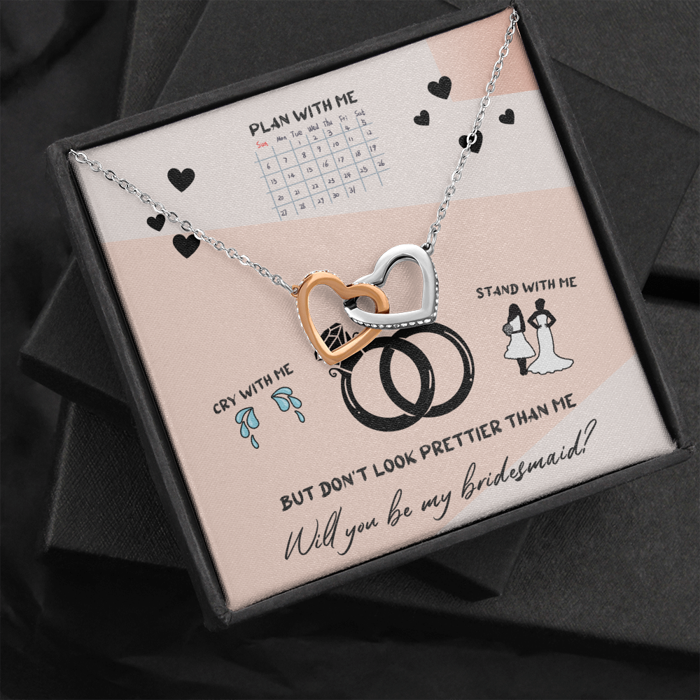 Bridesmaid Interlocking Heart Necklace Message Card