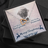 God Bless Our Firefighters Interlocking Heart Necklace Message Card