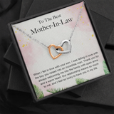 To The Best Mother-In-Law Interlocking Heart Necklace Message Card