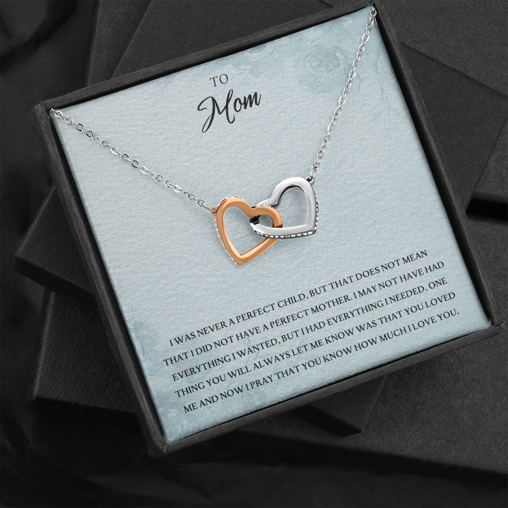 To Mom Interlocking Heart Necklace Message Card