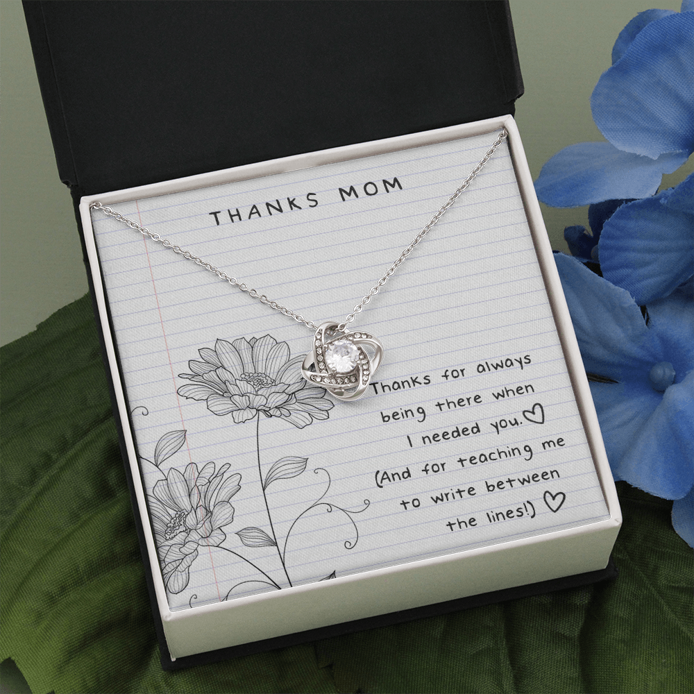 Thanks Mom Love Knot Necklace Message Card