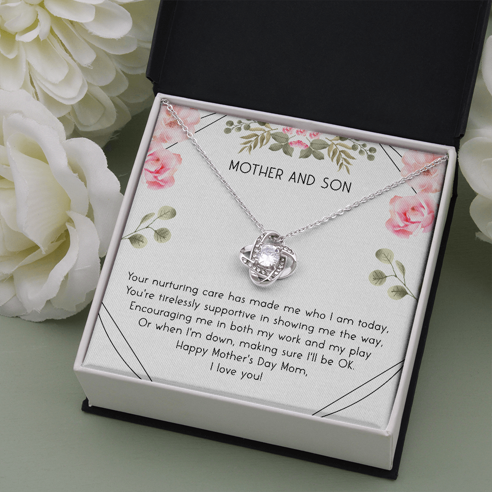 Mother and Son Love Knot Necklace Message Card