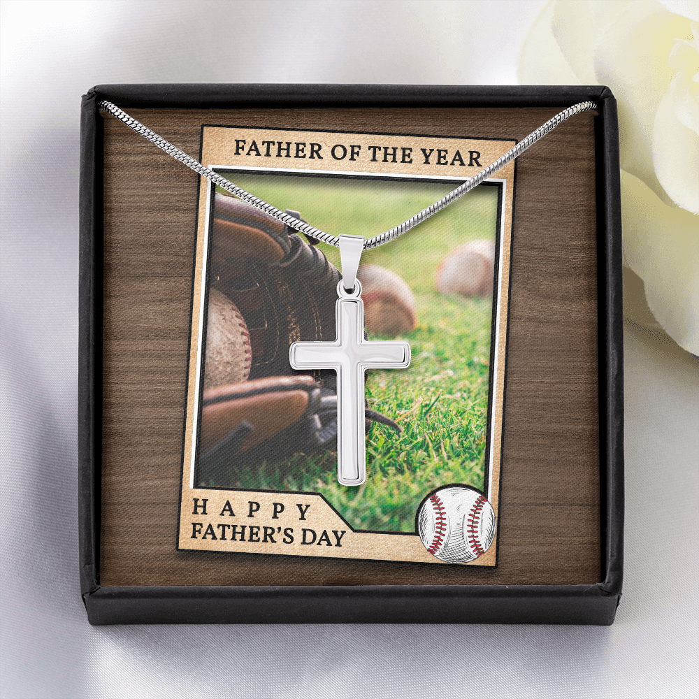 Awesome Dad Of The Year Cross Necklace Message Card