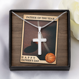 Fantastic Father Of The Year Cross Necklace Message Card