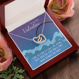 To My Dear Valentine Interlocking Heart Necklace Message Card