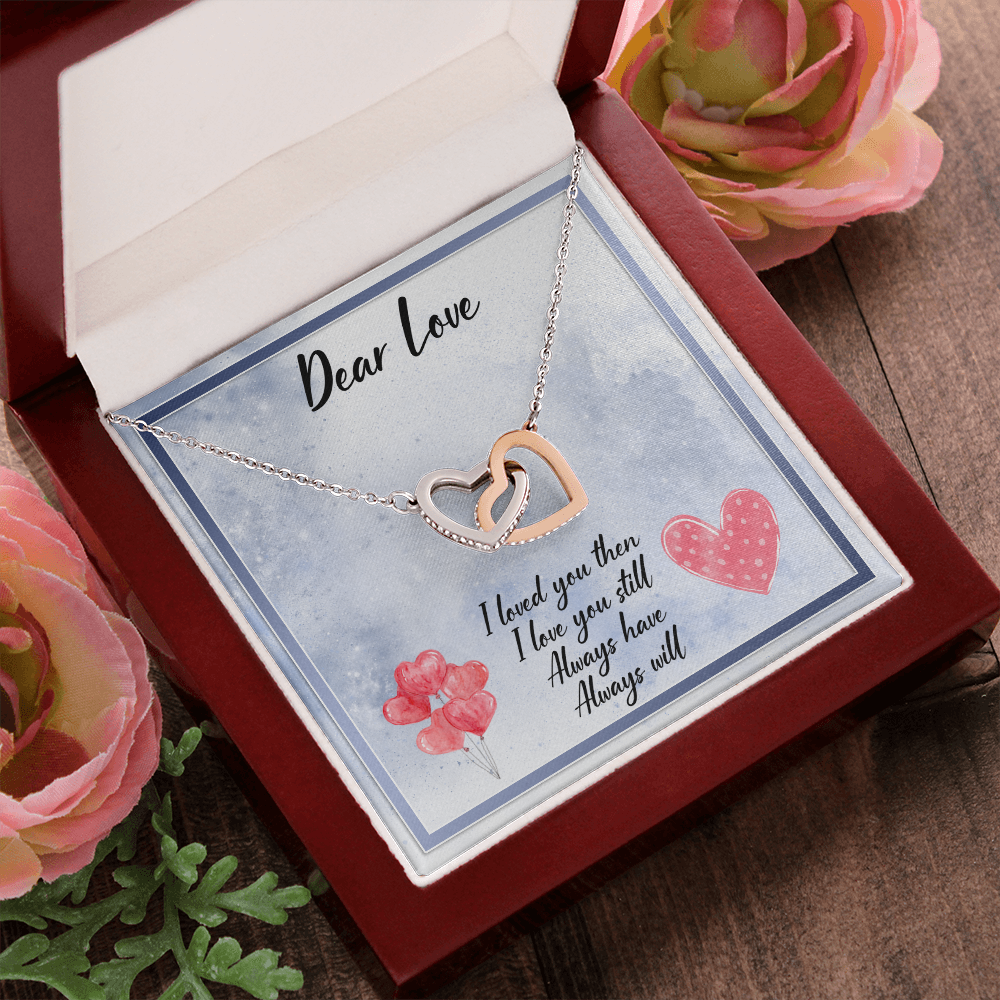 Dear Love Interlocking Heart Necklace Message Card