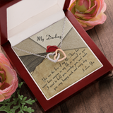 My Darling Interlocking Heart Necklace Message Card