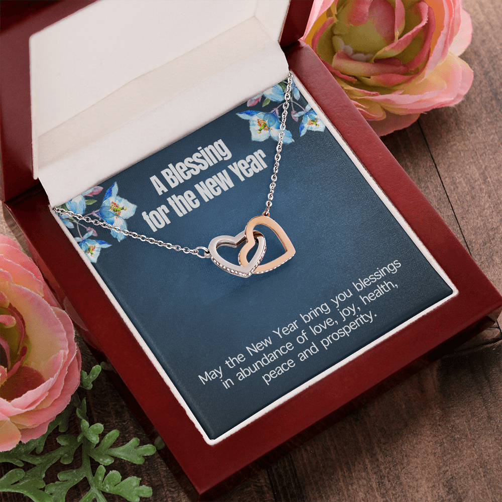 A Blessing For The New Year Interlocking Heart Necklace Message Card