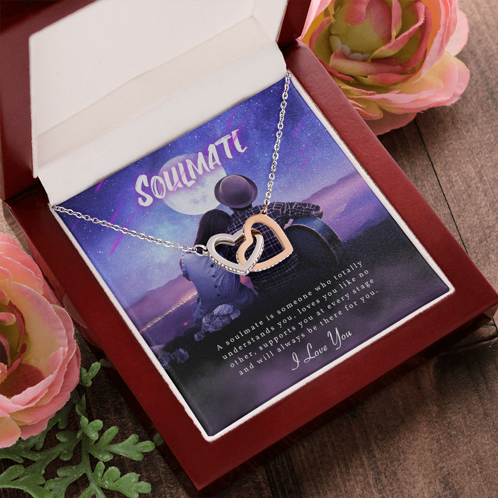 Soulmate Interlocking Heart Necklace Message Card