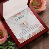 To My Girlfriend Interlocking Heart Necklace Message Card