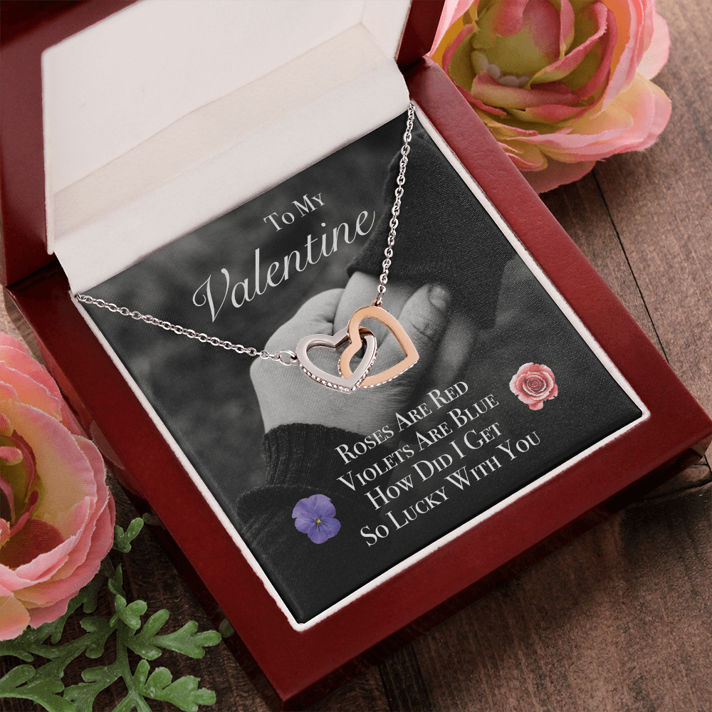 To My Valentine Interlocking Heart Necklace Message Card