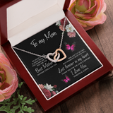 To My Mom Interlocking Heart Necklace Message Card