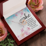 She Forever Interlocking Heart Necklace Message Card
