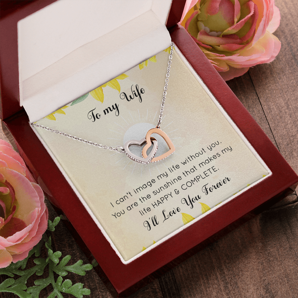 Happy New Years Interlocking Heart Necklace Message Card