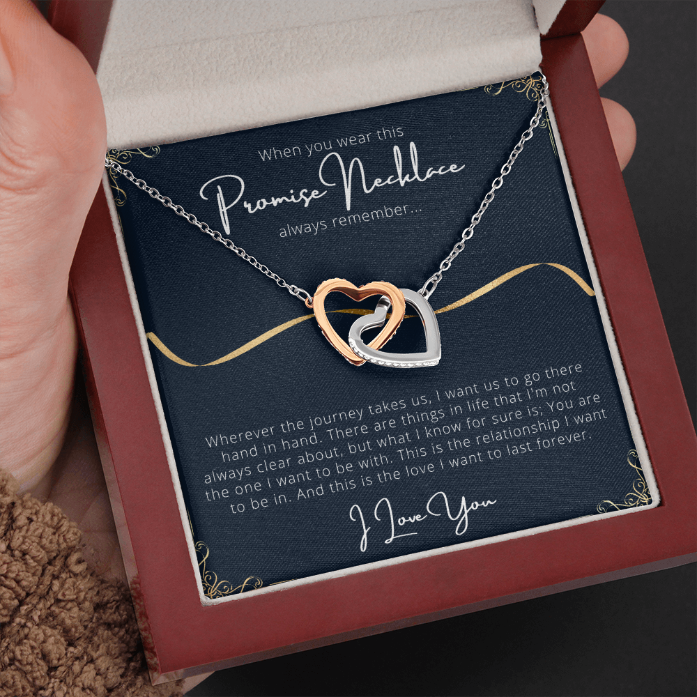 Promise Interlocking Heart Necklace Message Card