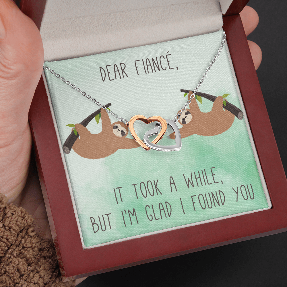 Dear Fiancé Interlocking Heart Necklace Message Card