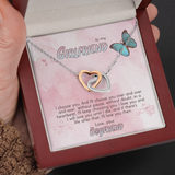 To My Girlfriend Interlocking Heart Necklace Message Card