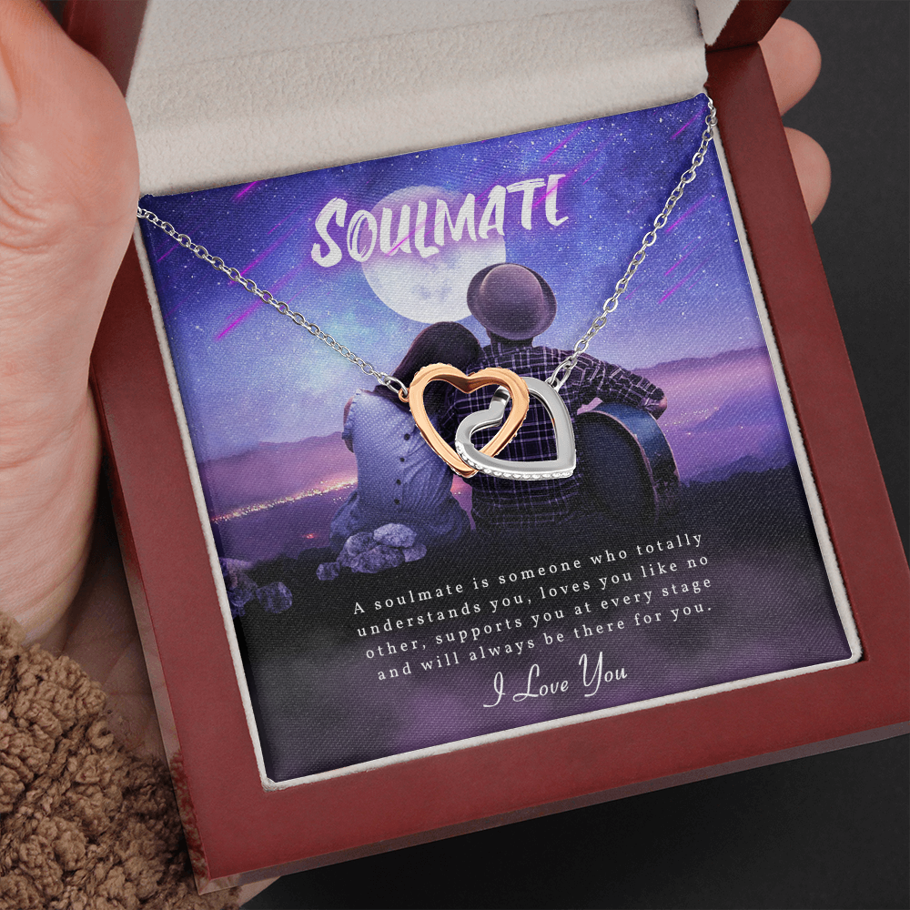 Soulmate Interlocking Heart Necklace Message Card